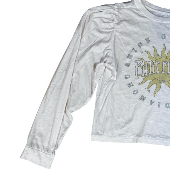 RECYCLED KARMA Pink Floyd Shine on You Puff Sleeve Crop Top Women's Large - Picture 5 of 10